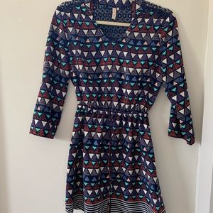 Patterned 3/4 Sleeve Dress